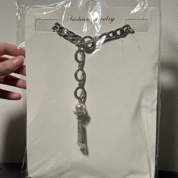 Fashion Jewelry Silver Y-Shaped Necklace with Tassel - Picture 1 of 2